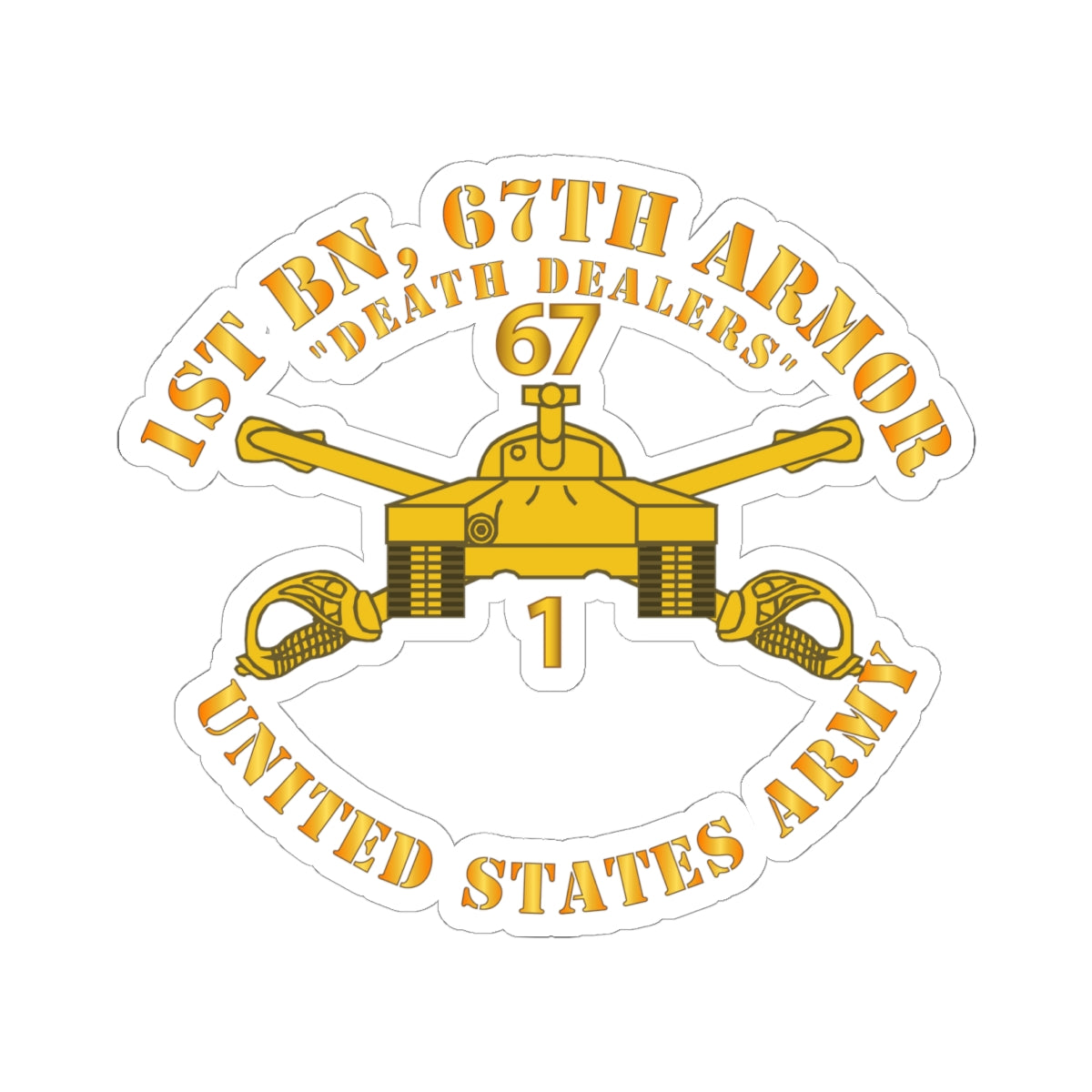 Kiss-Cut Stickers - 1st Bn 67th Armor - Armor Branch