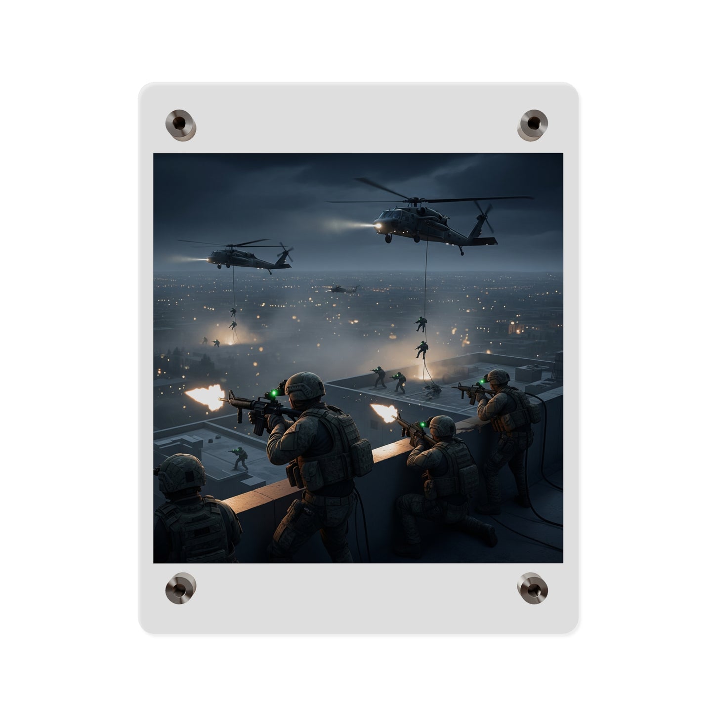 Acrylic Wall Art Panel - Night Air Assault by Army Rangers