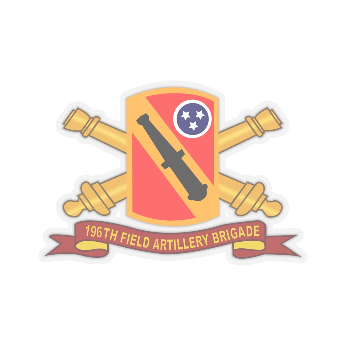 Kiss-Cut Stickers - 196th Field Artillery Brigade SSI w Br - Ribbon X 300