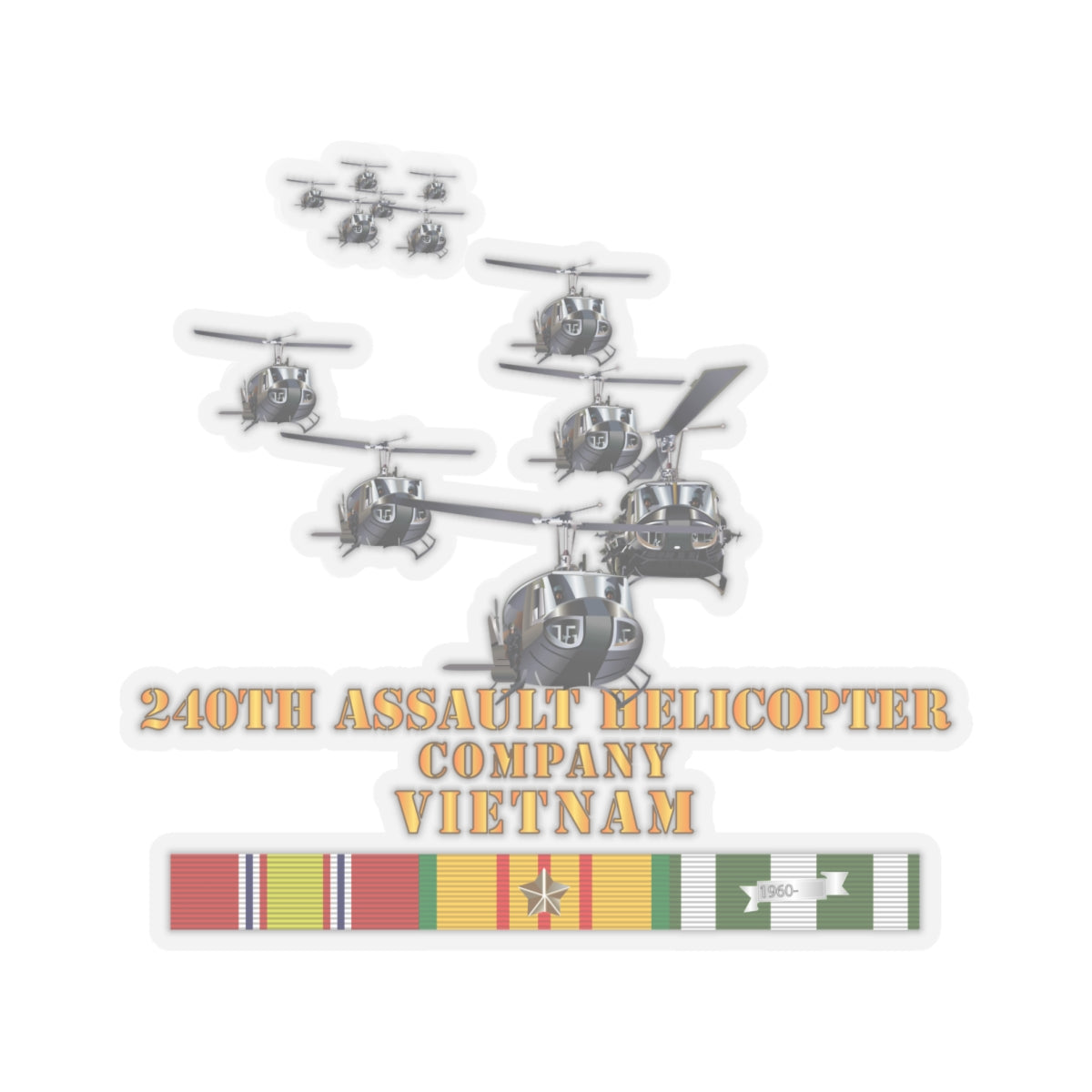 Kiss-Cut Stickers - 240th Assault Helicopter Co w VN SVC