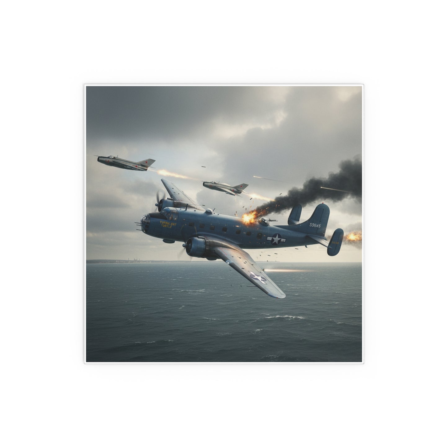 Indoor and Outdoor Silk Posters - April 8, 1950, Baltic Sea - Latvia Soviet fighters shot down a U.S. Navy PB4Y-2 - Liberator - Cold War