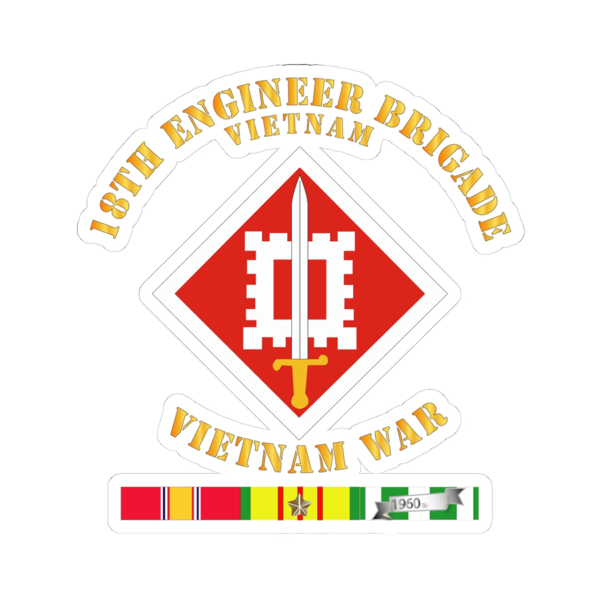 Kiss-Cut Stickers - 18th Engineer Brigade Vietnam - Vietnam War w SVC