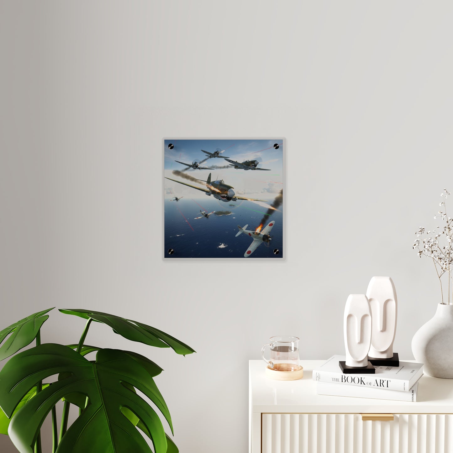 Acrylic Wall Art Panel - Curtis P-40 Kittyhawk w Machine Guns Blazing