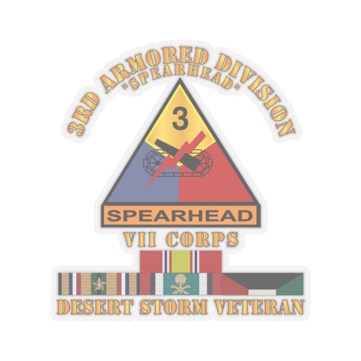 Kiss-Cut Stickers - 3rd Armored Div - VII Corps - Desert Storm Veteran