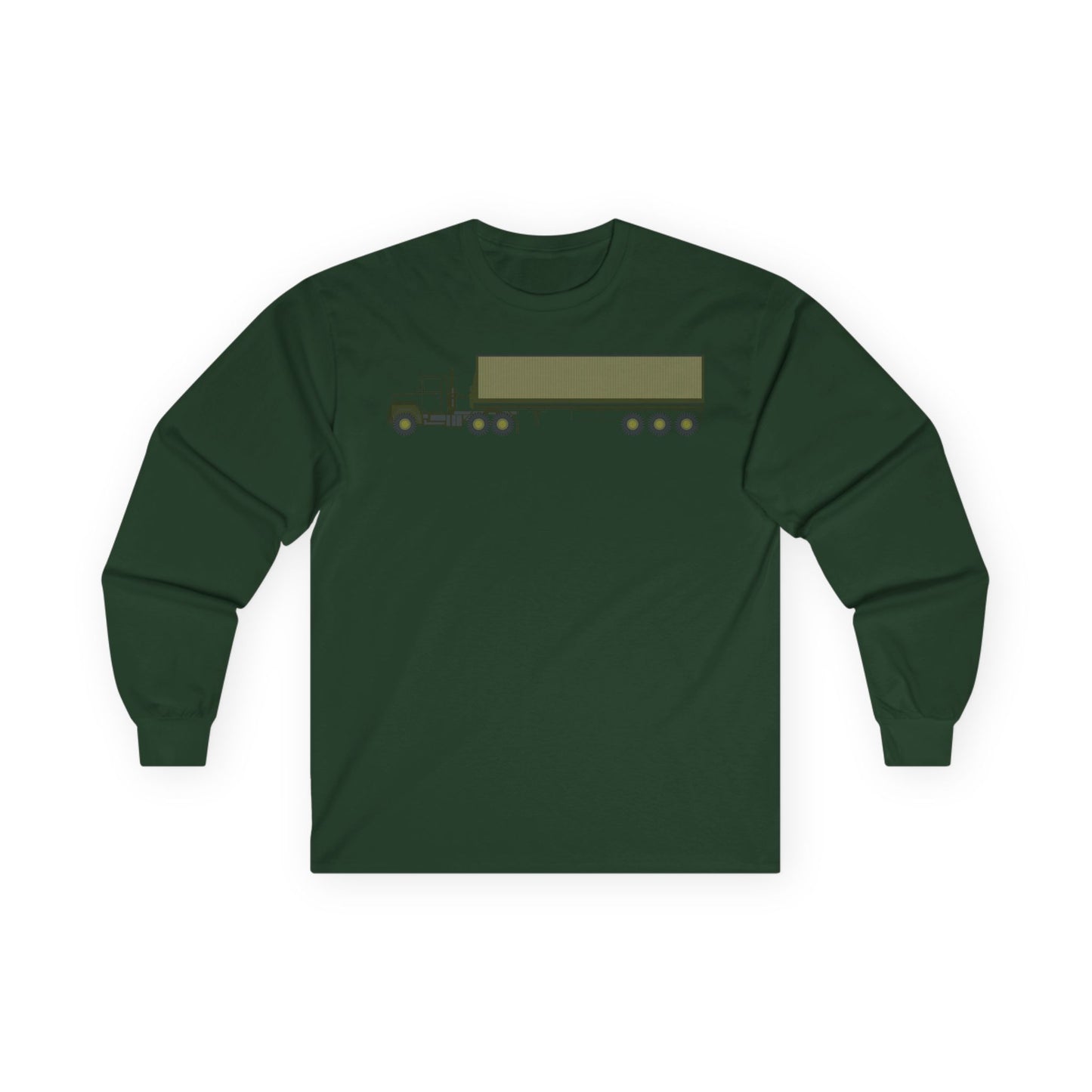 Unisex Ultra Cotton Long Sleeve Tee - Vehicle - M915 Tractor with M872 - 40 Ft Container - Side X 300