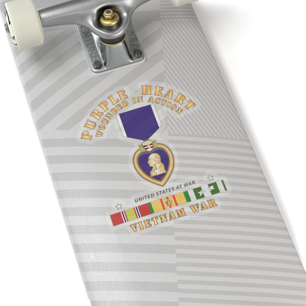 Kiss-Cut Stickers - Purple Heart - Wounded In Action w Vietnam Service Ribbons