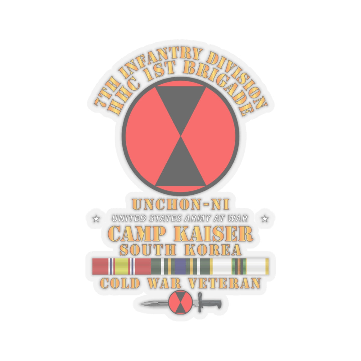 Kiss-Cut Stickers - HHC 1st Brigade - 7th ID - Camp Kaiser Korea - Unchon-Ni