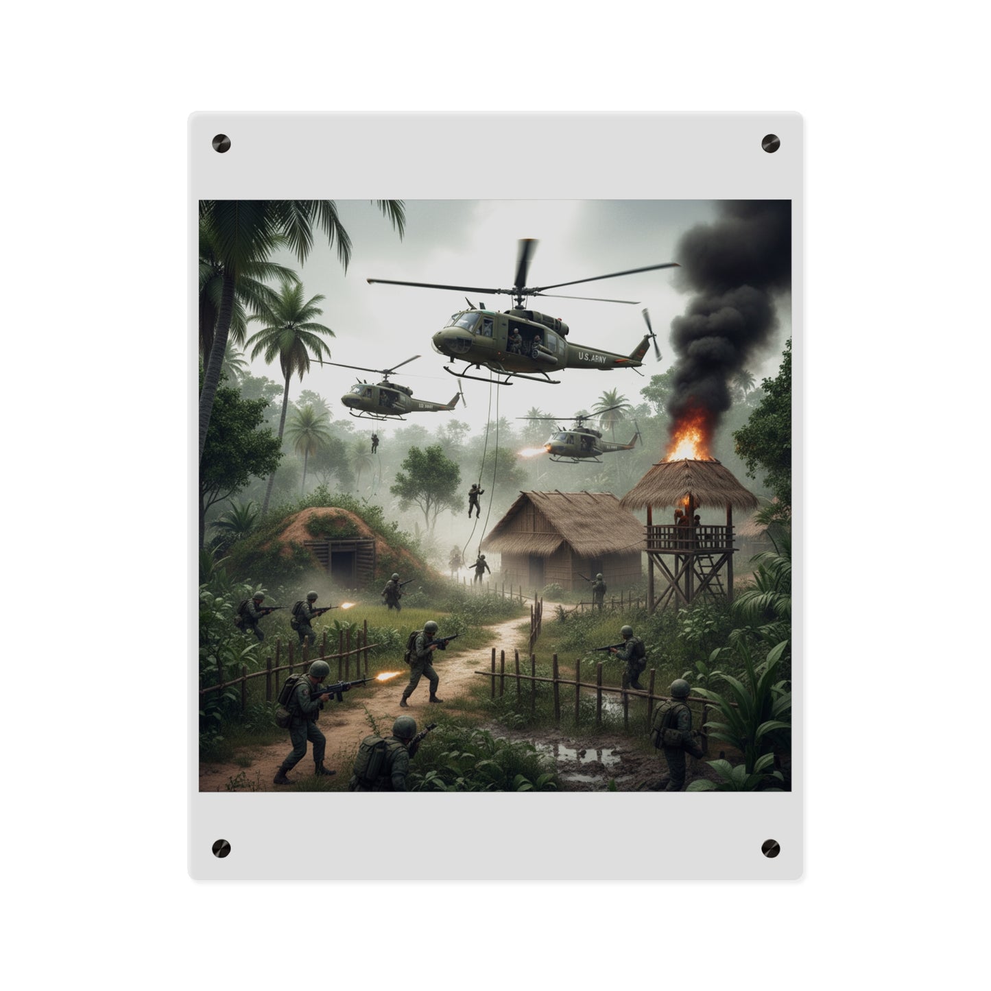 Acrylic Wall Art Panel - Vietnam Village Helicopter Assault