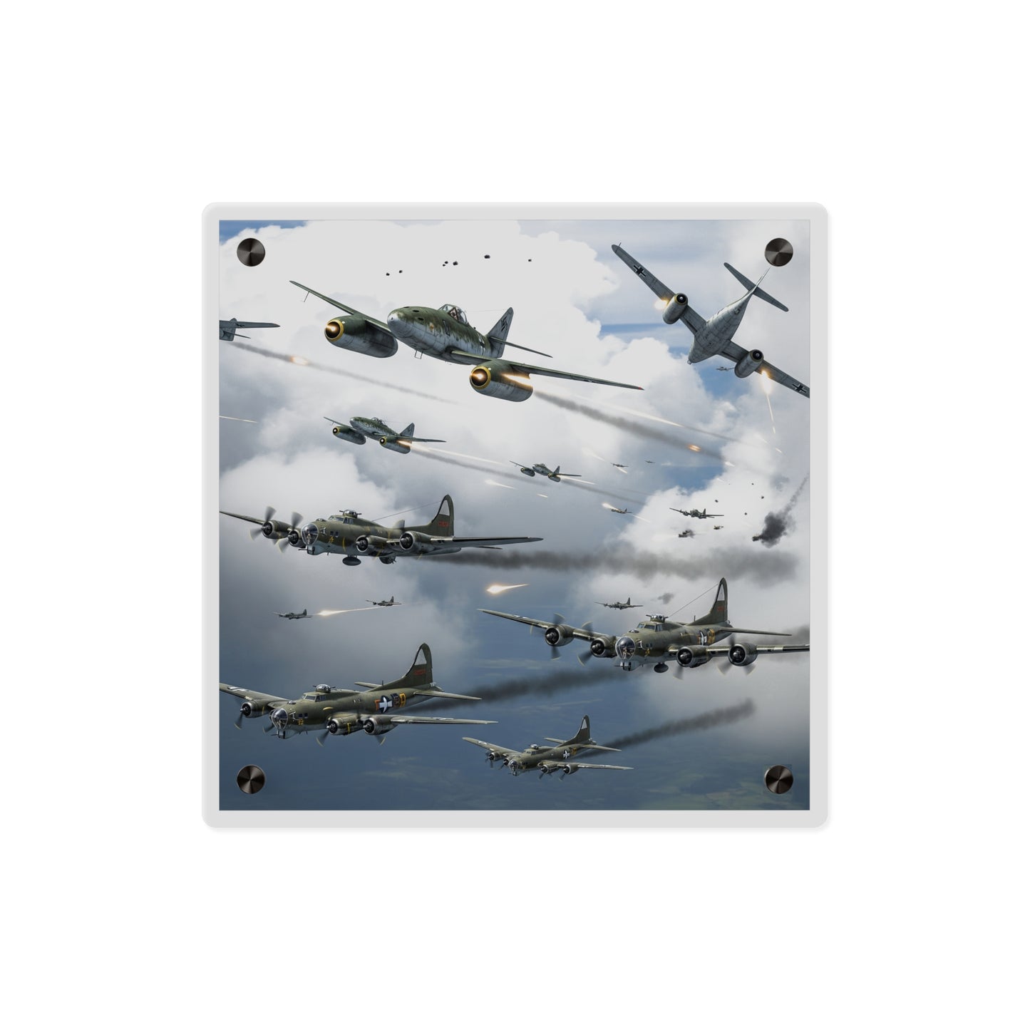 Acrylic Wall Art Panel - German jet fighters attacking US bombing formations