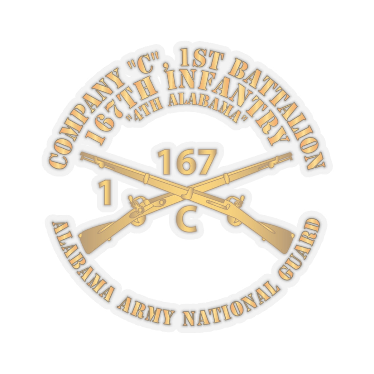 Kiss-Cut Stickers - Company C, 1st Bn, 167th Infantry - 4th Alabama - ALARNG - Inf Branch X 300