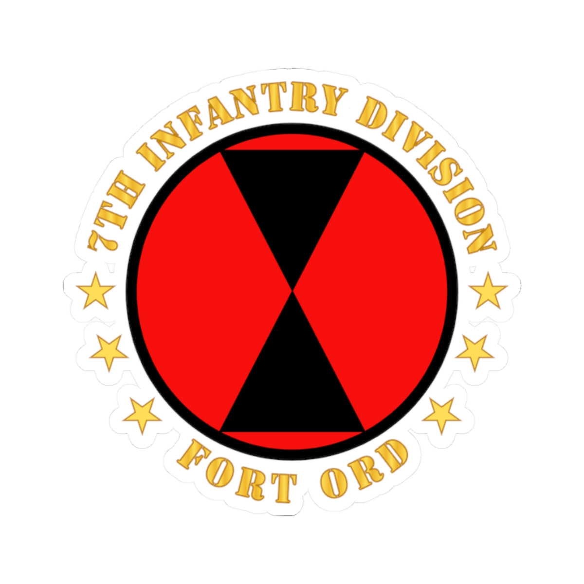 Kiss-Cut Stickers - 7th Infantry Division - Fort Ord wo BkGrd