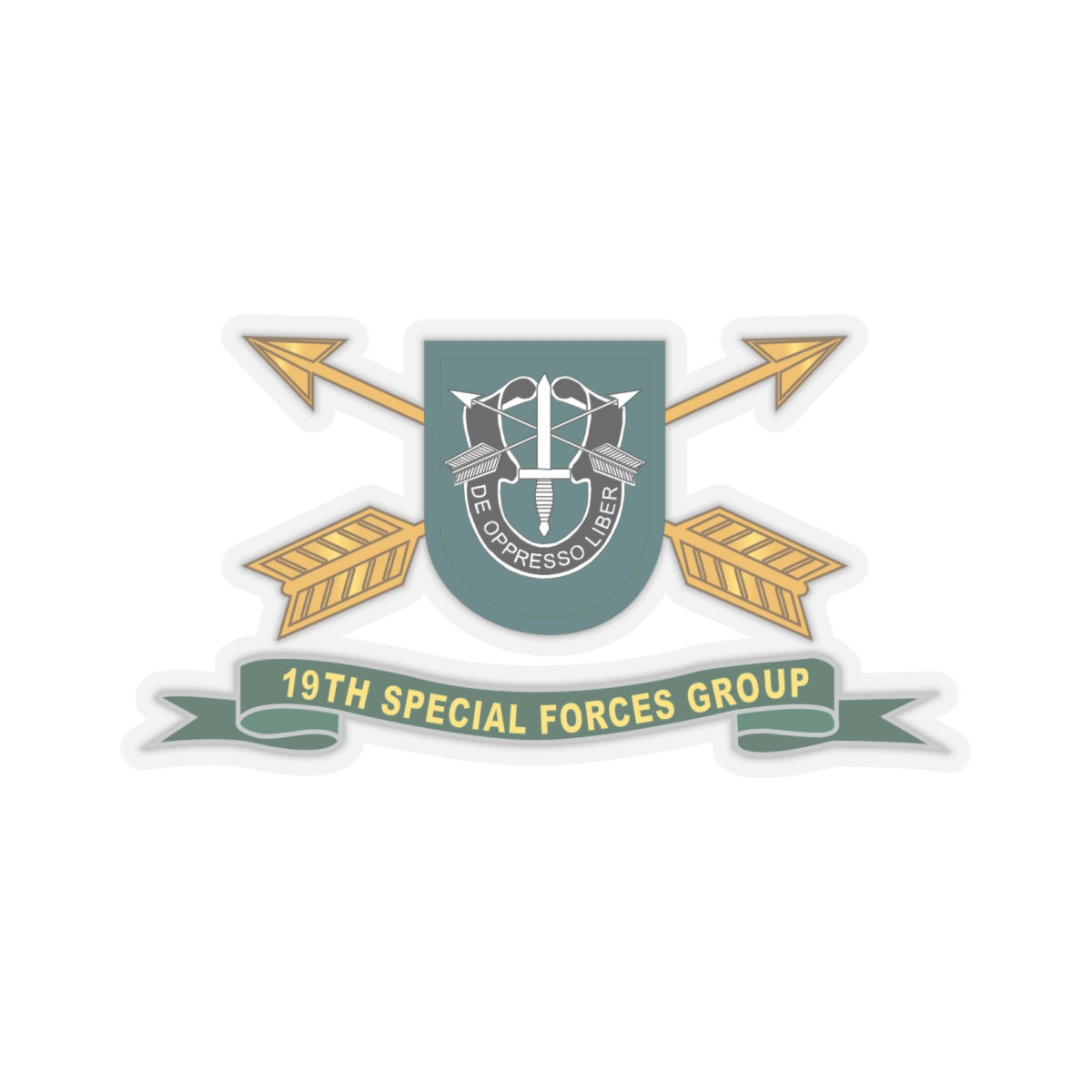 Kiss-Cut Stickers - 19th Special Forces Group - Flash w Br - Ribbon X 300