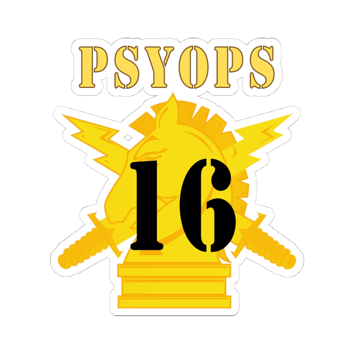 Kiss-Cut Stickers - PSYOPS w Branch Insignia - 16th Battalion Numeral