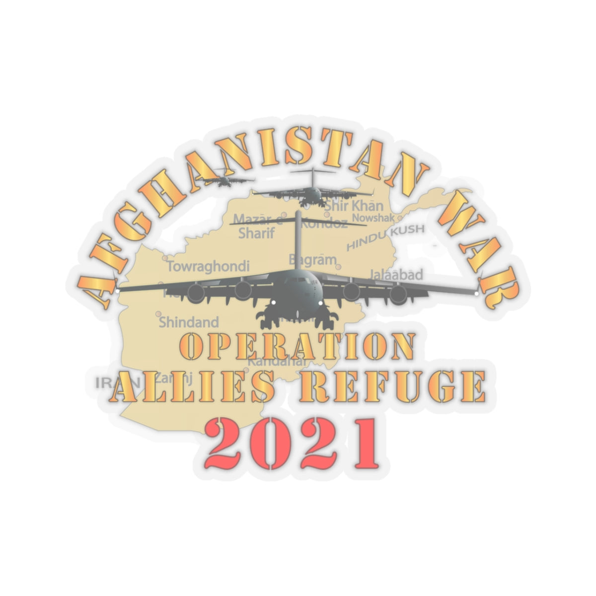 Kiss-Cut Stickers - Afghanistan War - Operation Allies Refuge - 2021