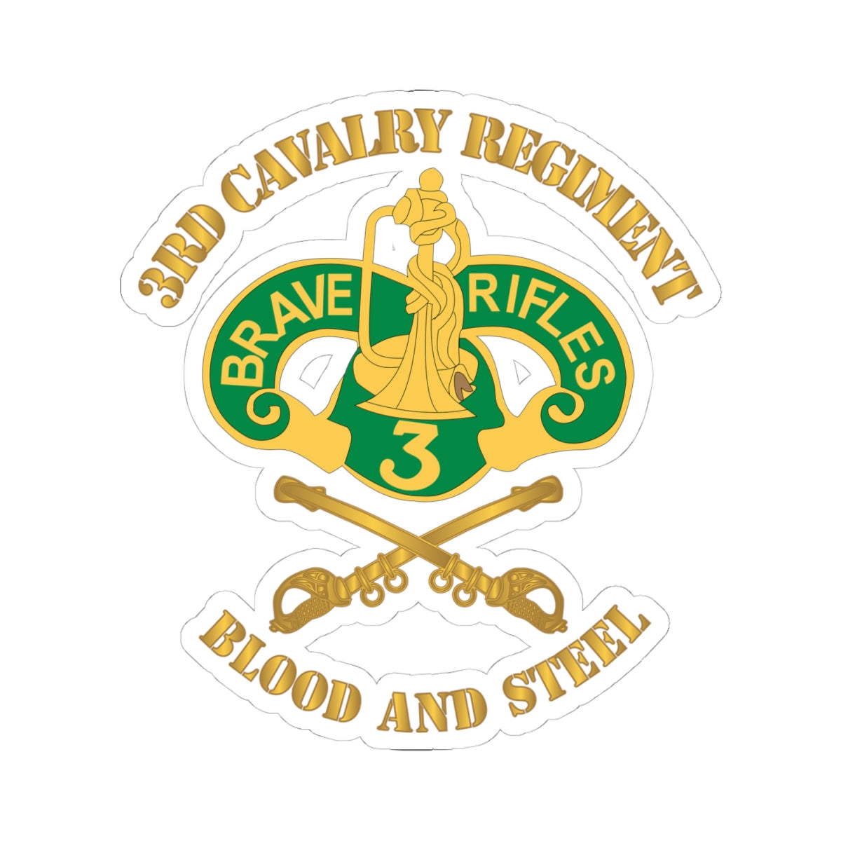 Kiss-Cut Stickers - 3rd Cavalry Regiment DUI - Blood and Steel