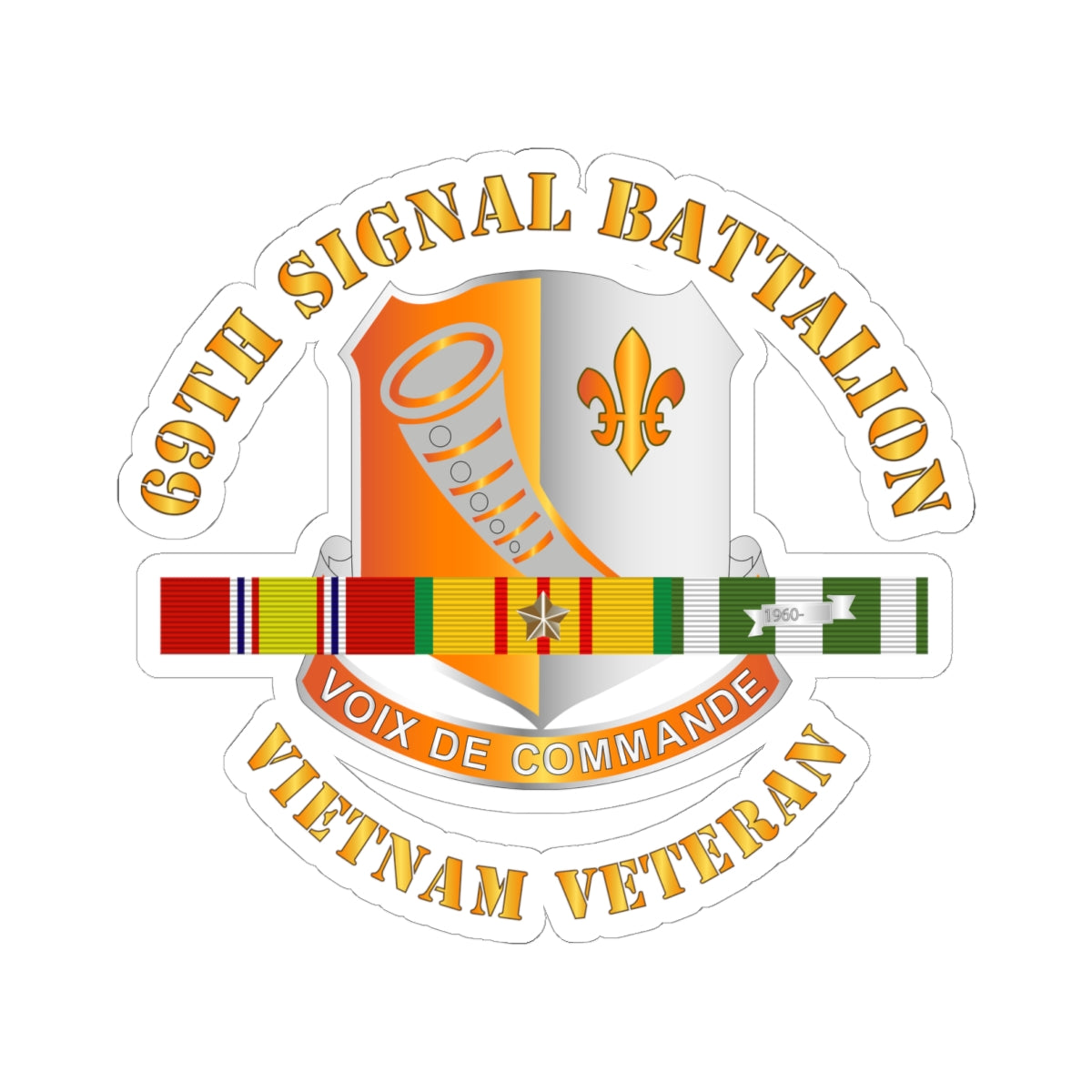 Kiss-Cut Stickers - 69th Signal Battalion - Vietnam Veteran w VN SVC CEN