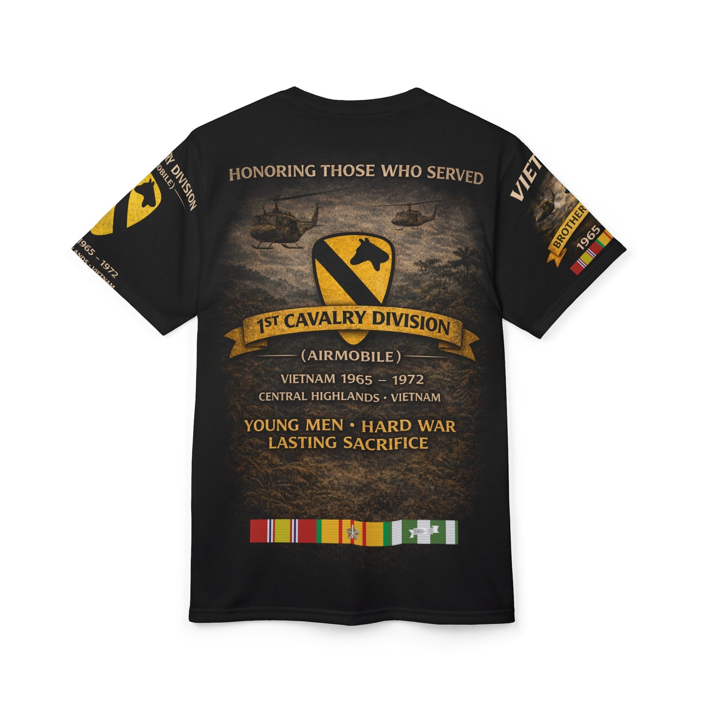 1st Cavalry Division - Airmobile,  All-Over Print Tee -  Vietnam - 1965 - 1972