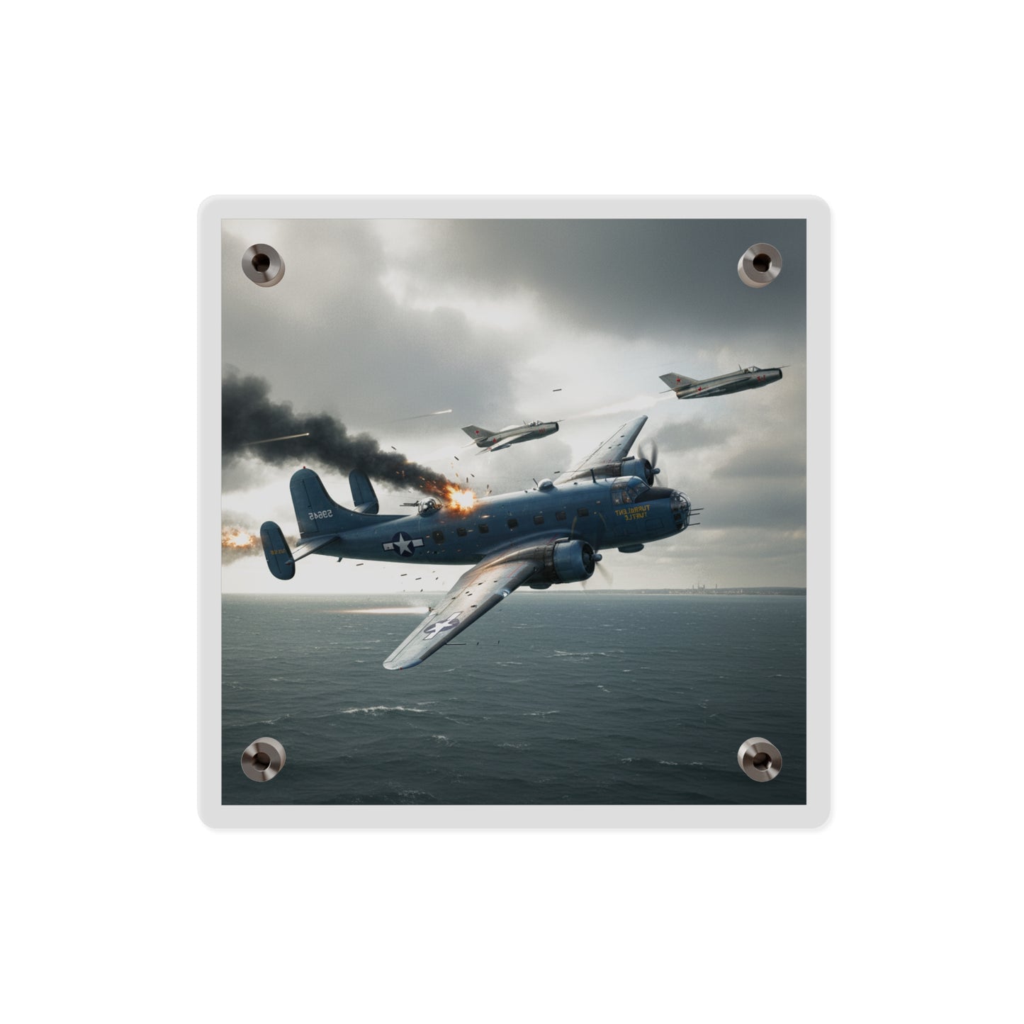 Acrylic Wall Art Panel - April 8, 1950, Baltic Sea - Latvia Soviet fighters shot down a U.S. Navy PB4Y-2 - Liberator - Cold War