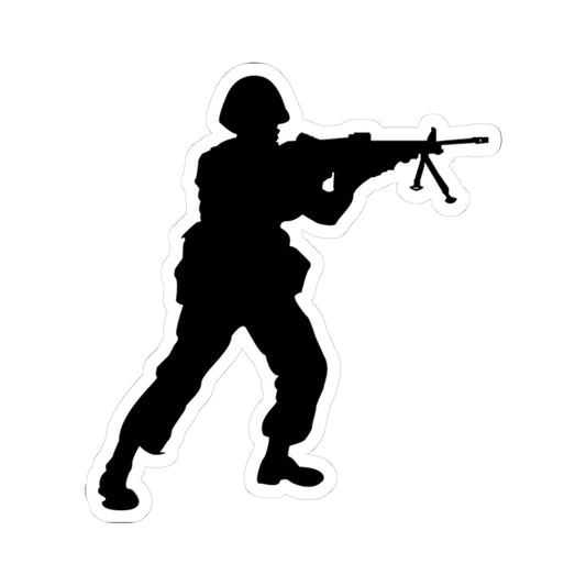 Kiss-Cut Stickers - Army - Soldier - MG Assault - Silhouette X 300