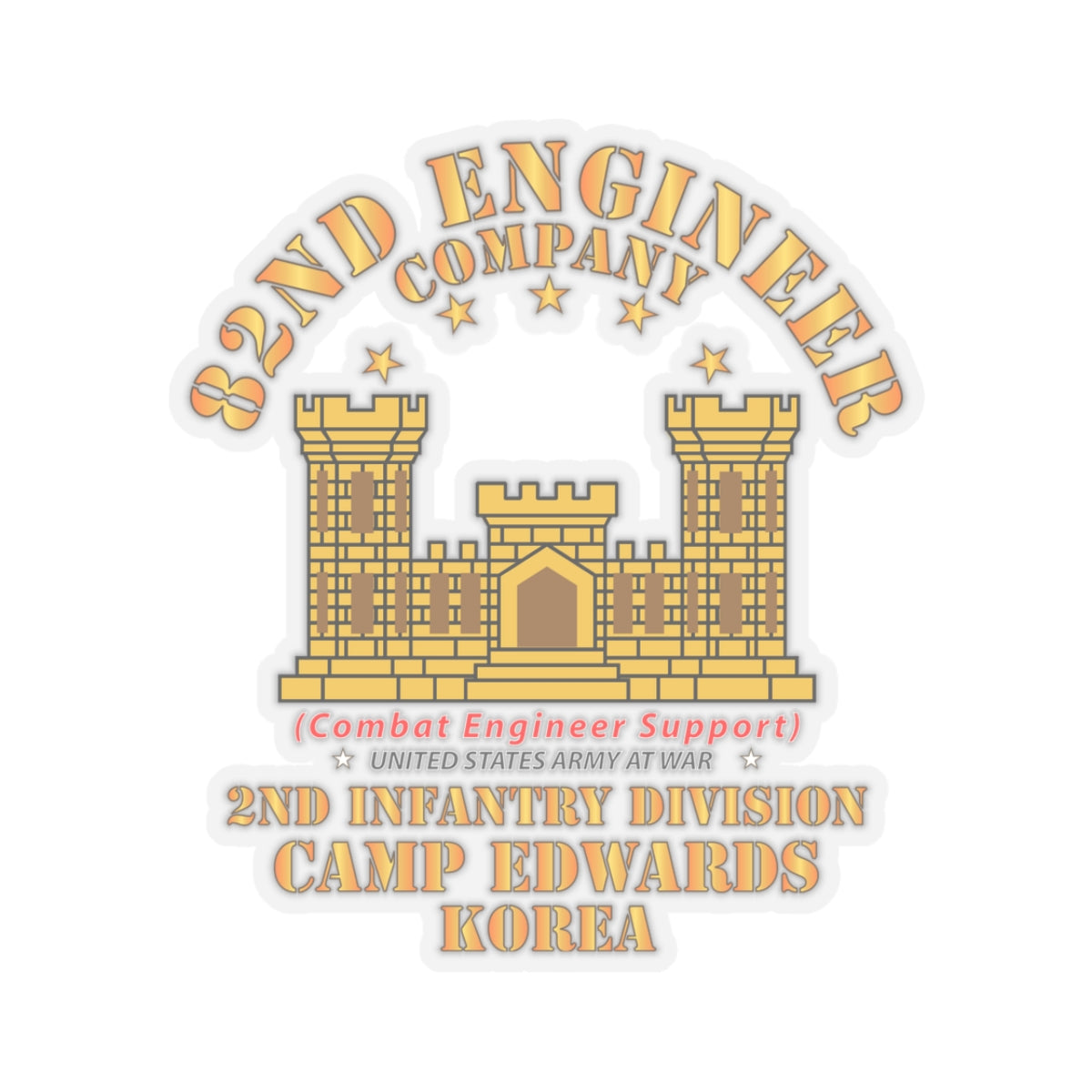 Kiss-Cut Stickers - 82nd Engineer Company - Camp Edwards - Korea