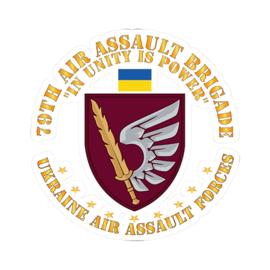 A kiss-Cut Stickers depicting the 79th Air Assault Brigade Ukraine, Unity IS Power.