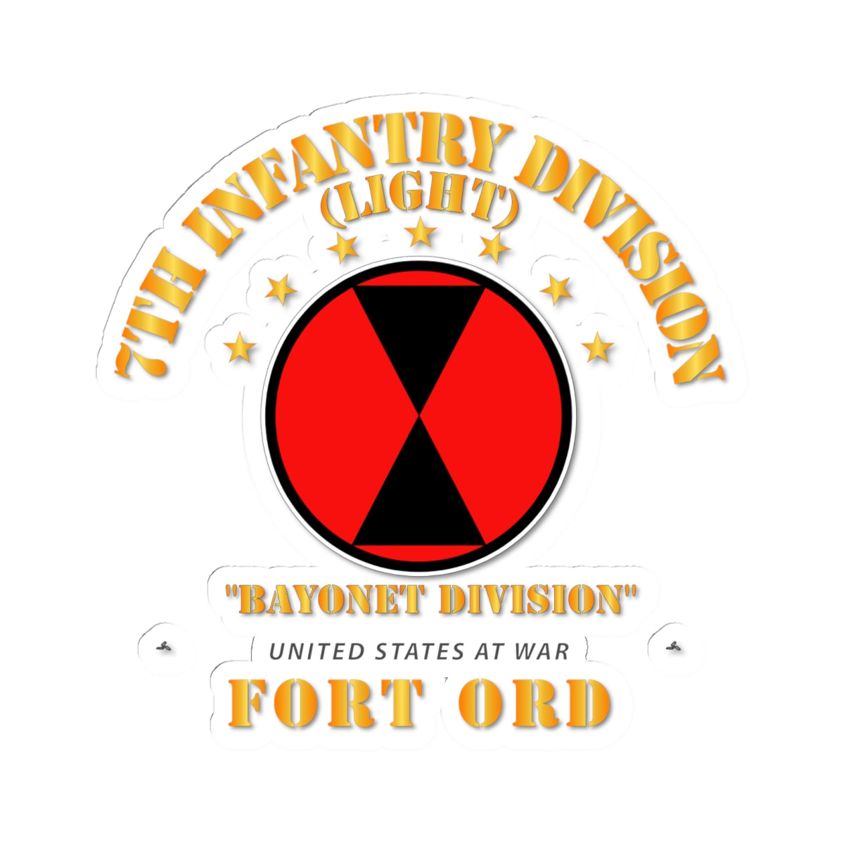 Logo of the 7th Infantry Division (Light) with a red and black symbol on a white background.