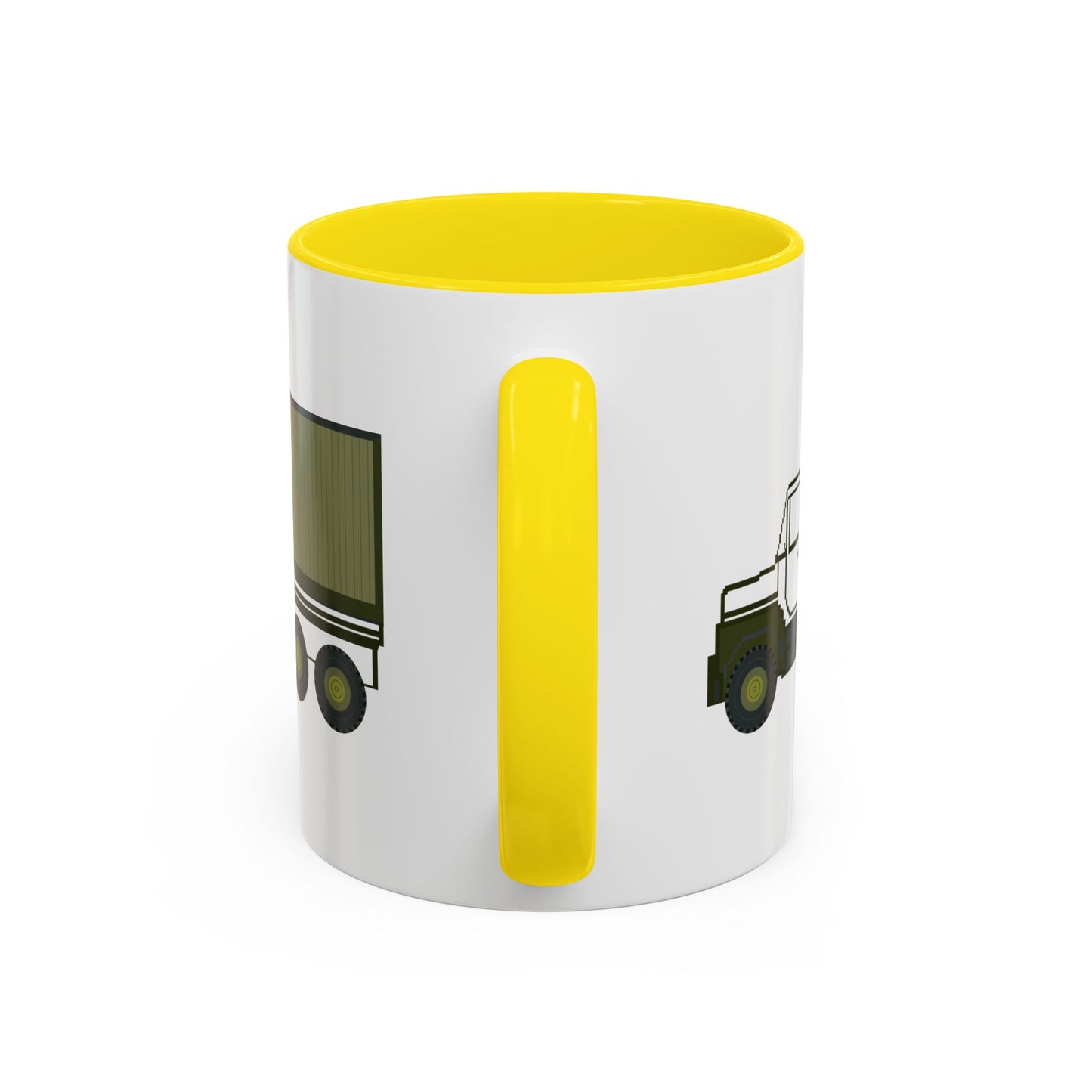 Accent Coffee Mug (11oz & 15oz) - Vehicle - M915 Tractor with M872 - 40 Ft Container - Side X 300