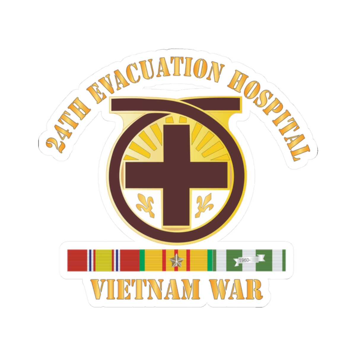 Kiss-Cut Stickers - 24th Evacuation Hospital - Vietnam War w V N SVC