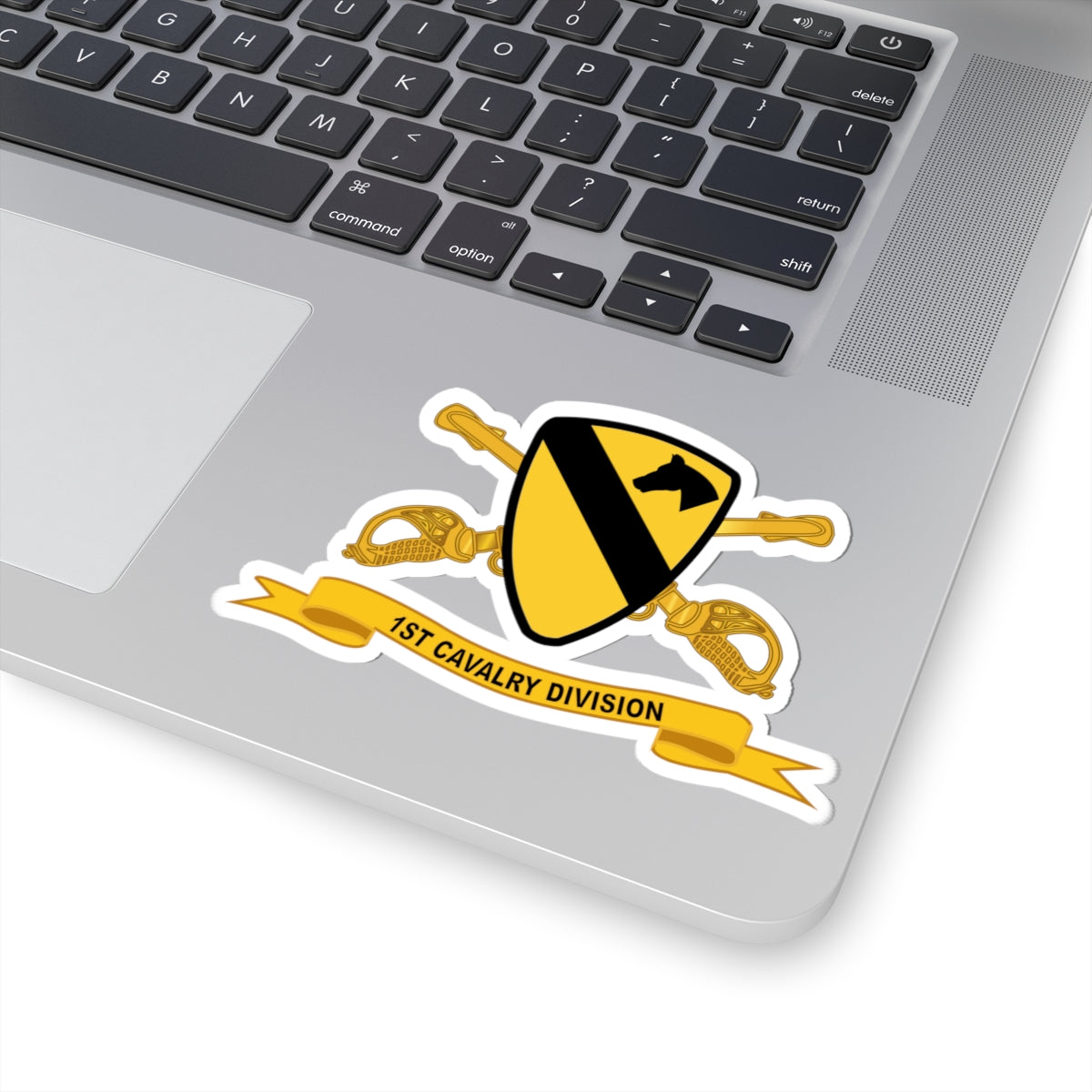 Kiss-Cut Stickers - 1st Cavalry Division - SSI wo White Border w Br - Ribbon
