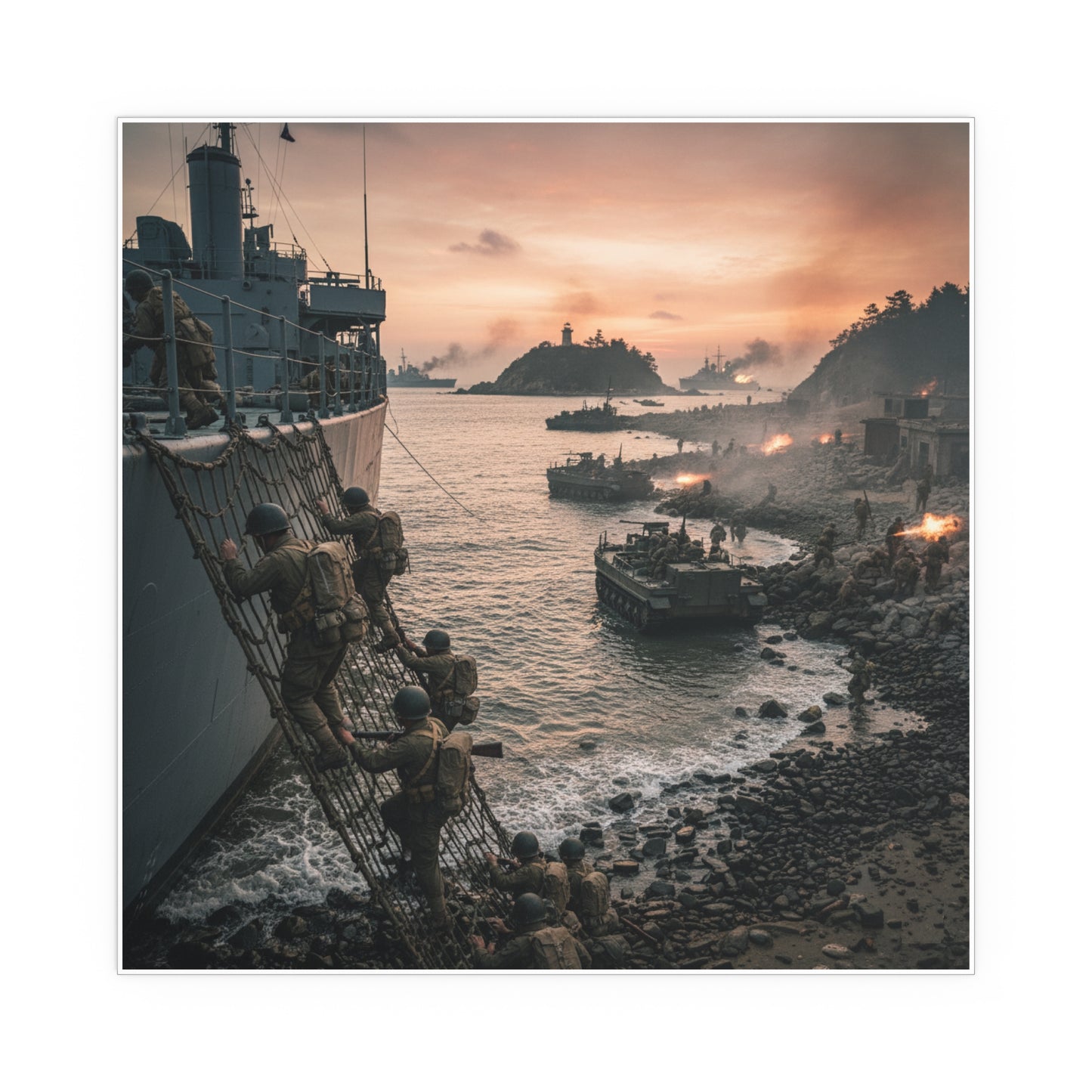 Indoor and Outdoor Silk Posters - Inchon Landing - Korean War