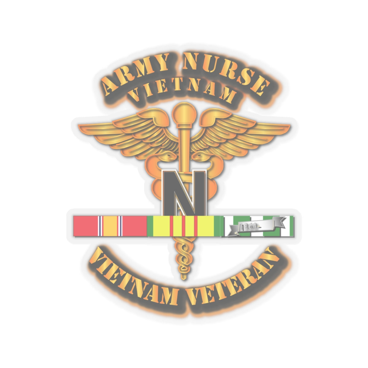 Kiss-Cut Stickers - Army Nurse with Vietnam Service Ribbons
