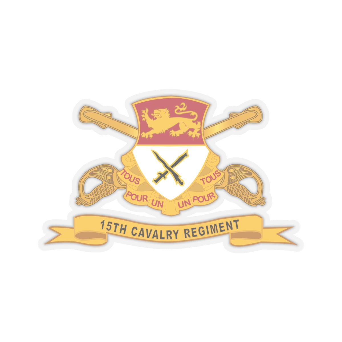 Kiss-Cut Stickers - 15th Cavalry Regiment w Br - Ribbon