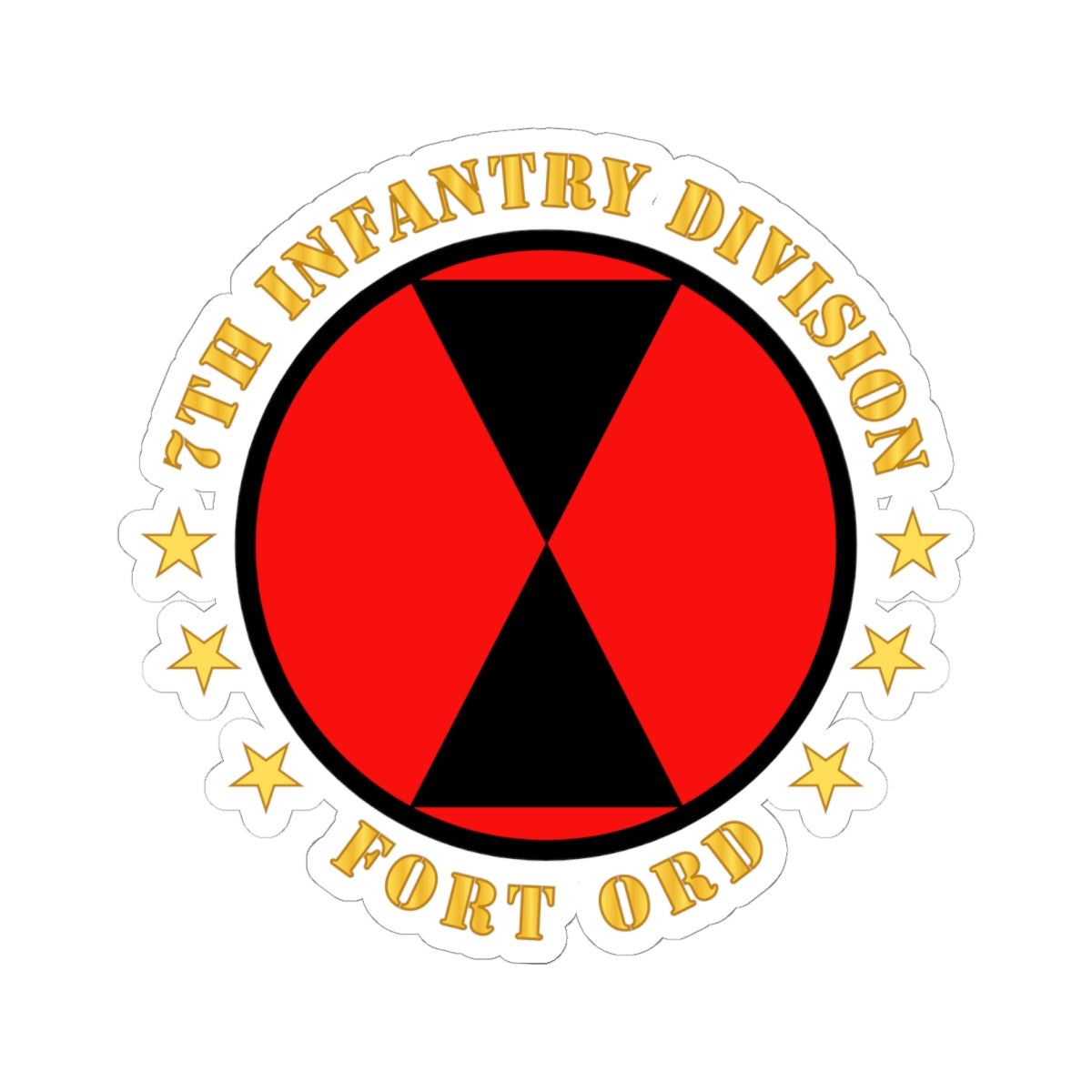 Kiss-Cut Stickers - 7th Infantry Division - Fort Ord wo BkGrd
