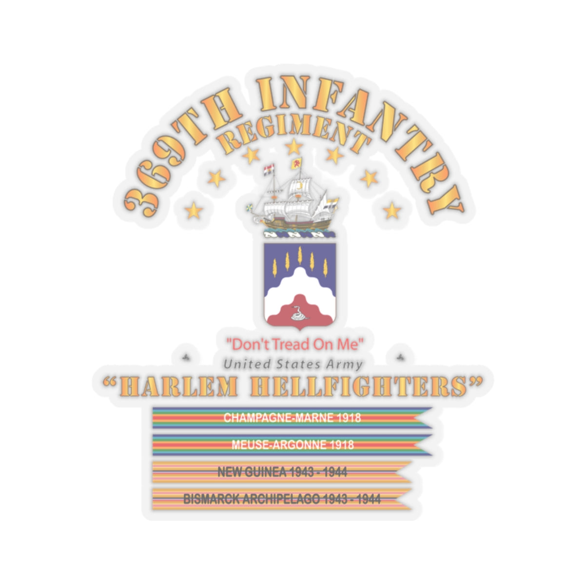 Kiss-Cut Stickers - 369th Infantry Regiment - Harlem Hellfighters w Streamers