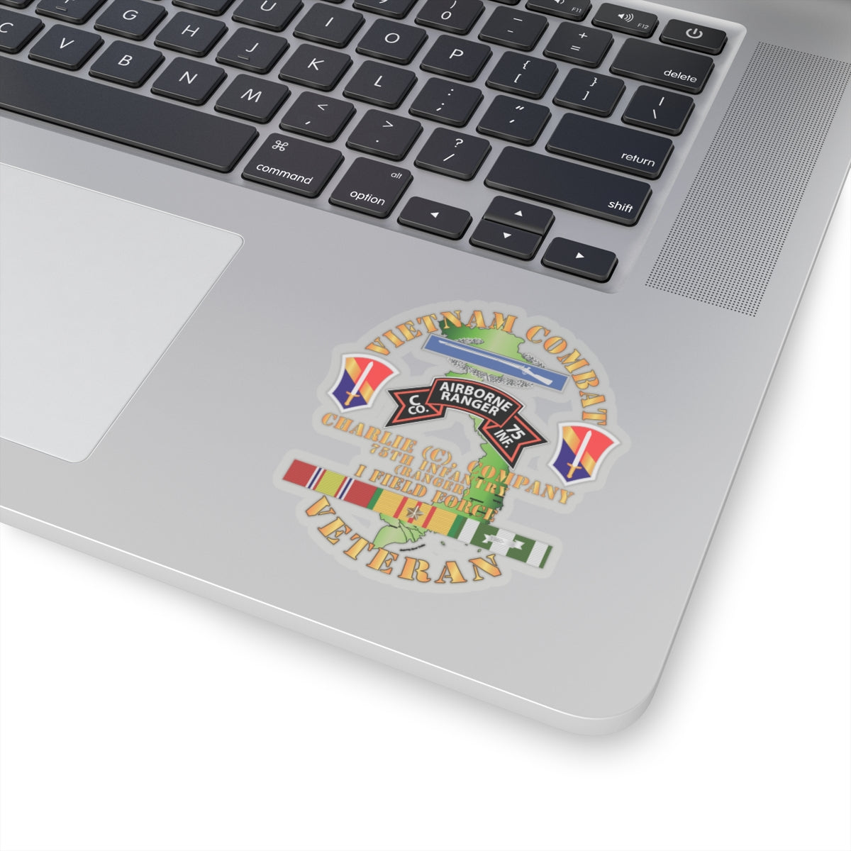Kiss-Cut Stickers - Vietnam Combat Vet - C Co 75th Infantry (Ranger) - I Field Force SSI
