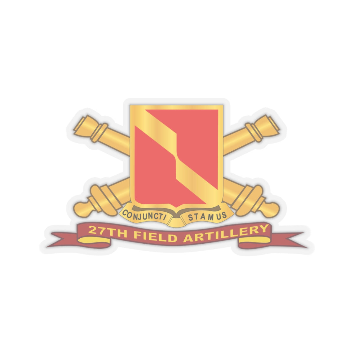Kiss-Cut Stickers - 27th Field Artillery w Br - Ribbon