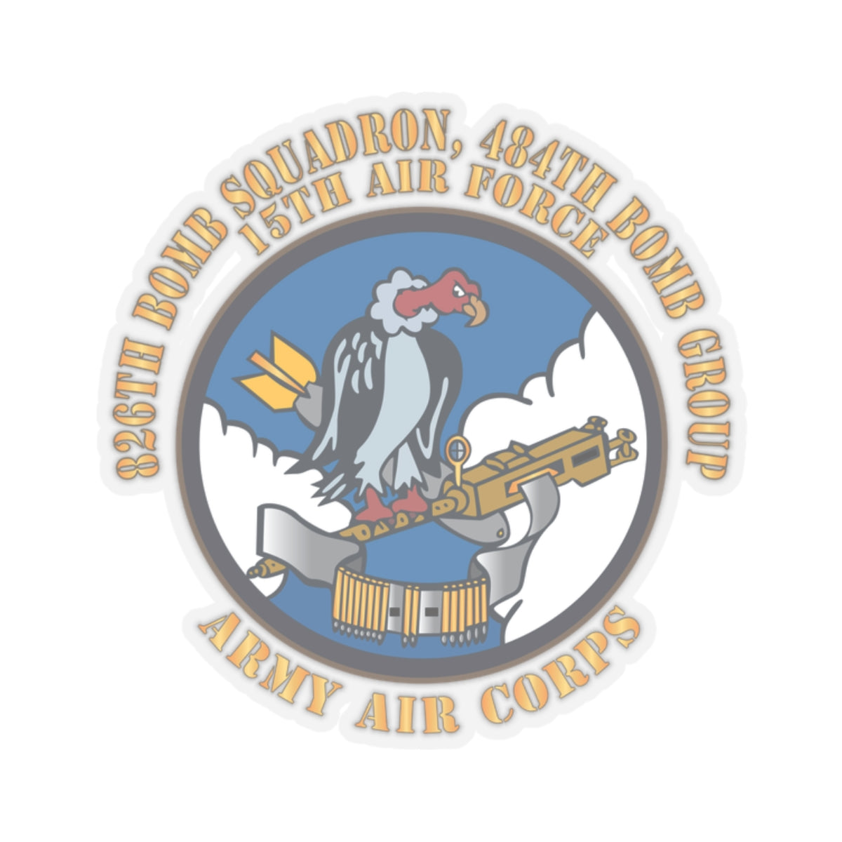 Kiss-Cut Stickers - AAC - 826th Bomb Squadron, 484th Bomb Group - 15th AAF X 300