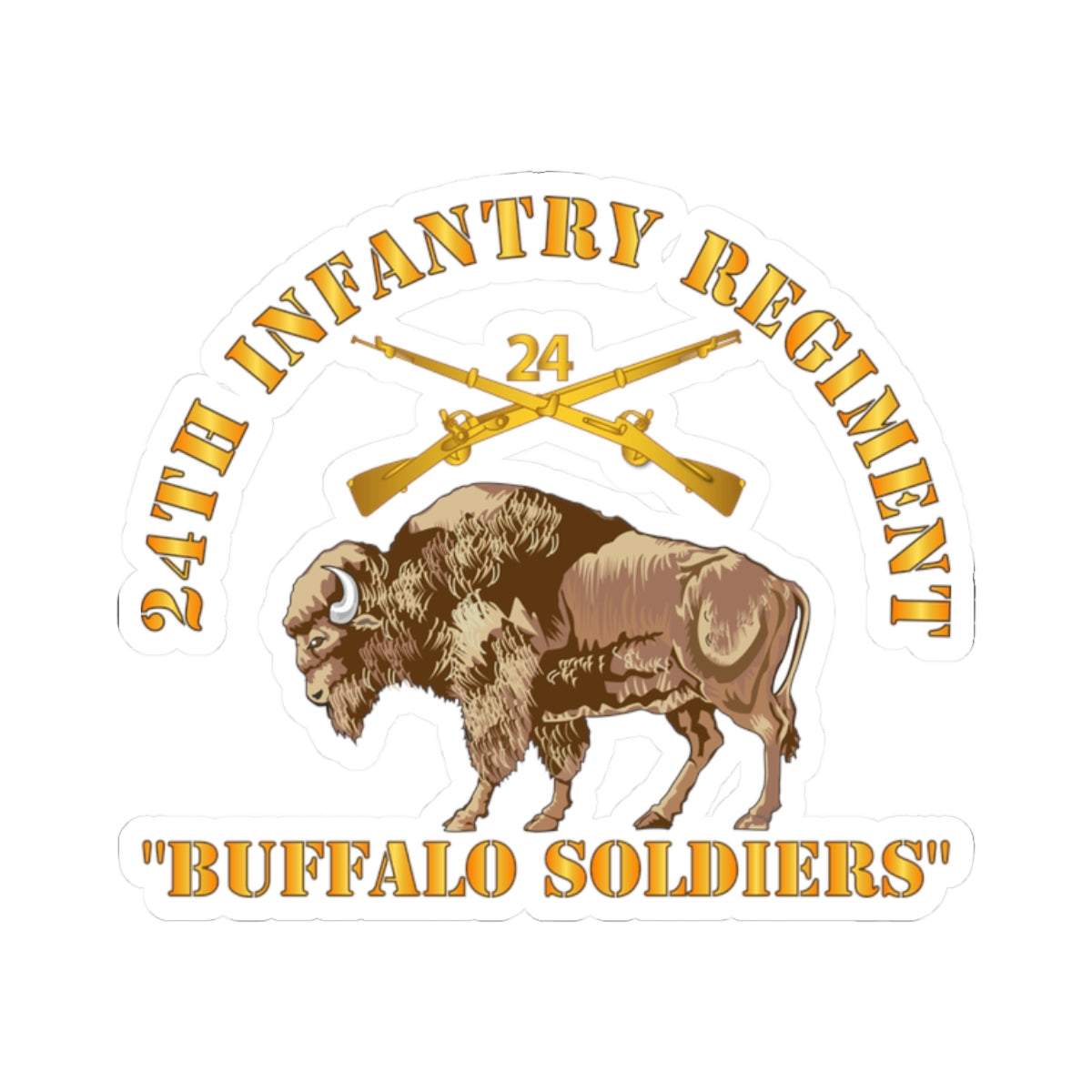Kiss-Cut Stickers - 24th Infantry Regiment - Buffalo Soldiers w 24th Inf Branch Insignia