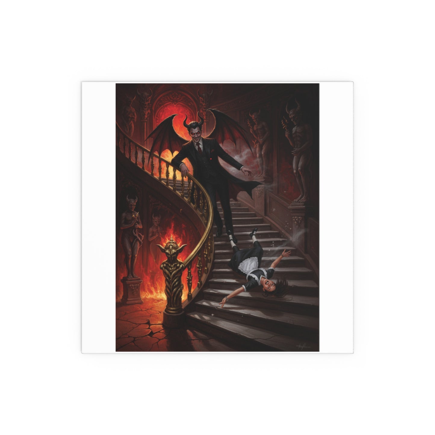 Indoor and Outdoor Silk Posters - devil and maid