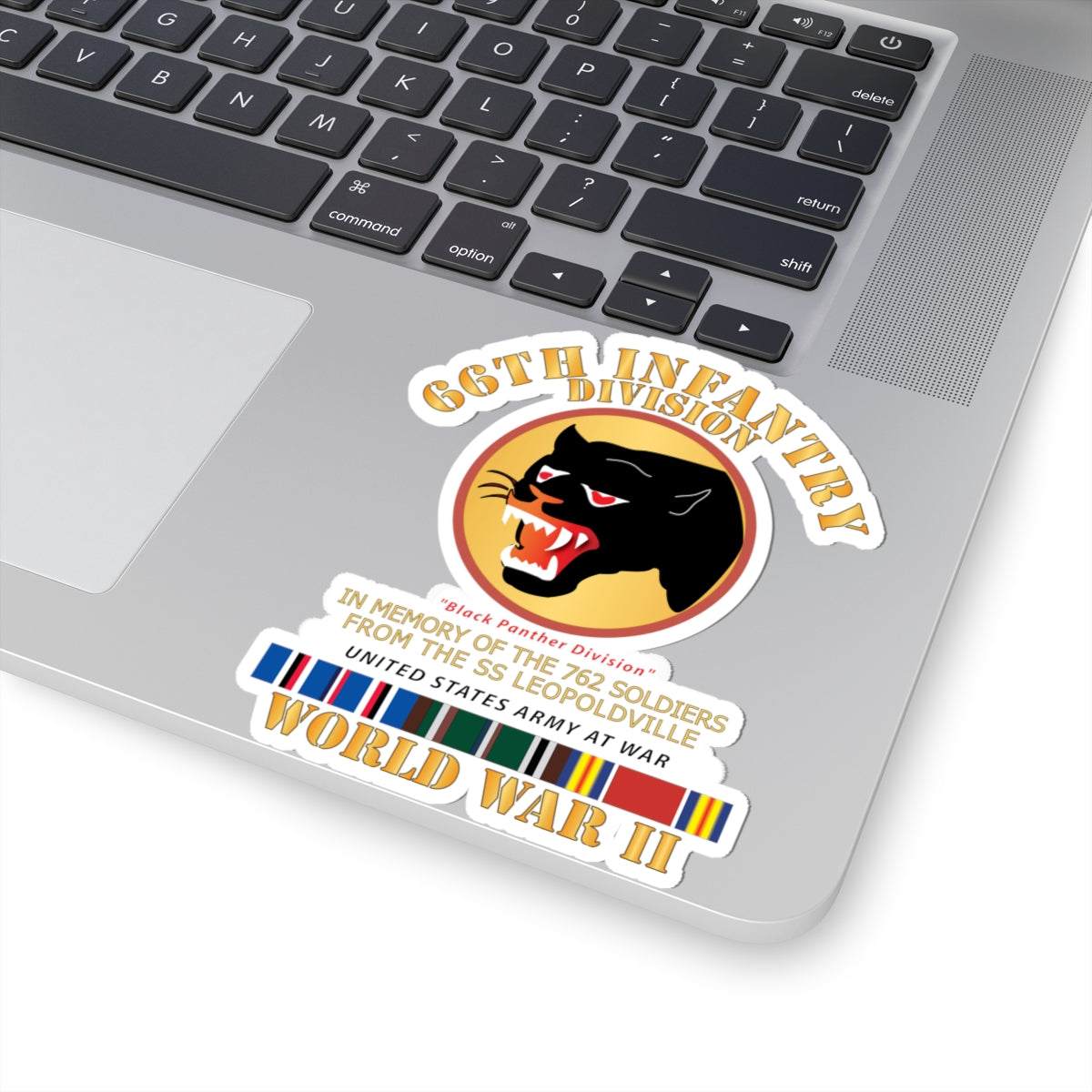 Kiss-Cut Stickers - 66th Infantry Div - Black Panther Div - WWII w SS Leopoldville w EU SVC