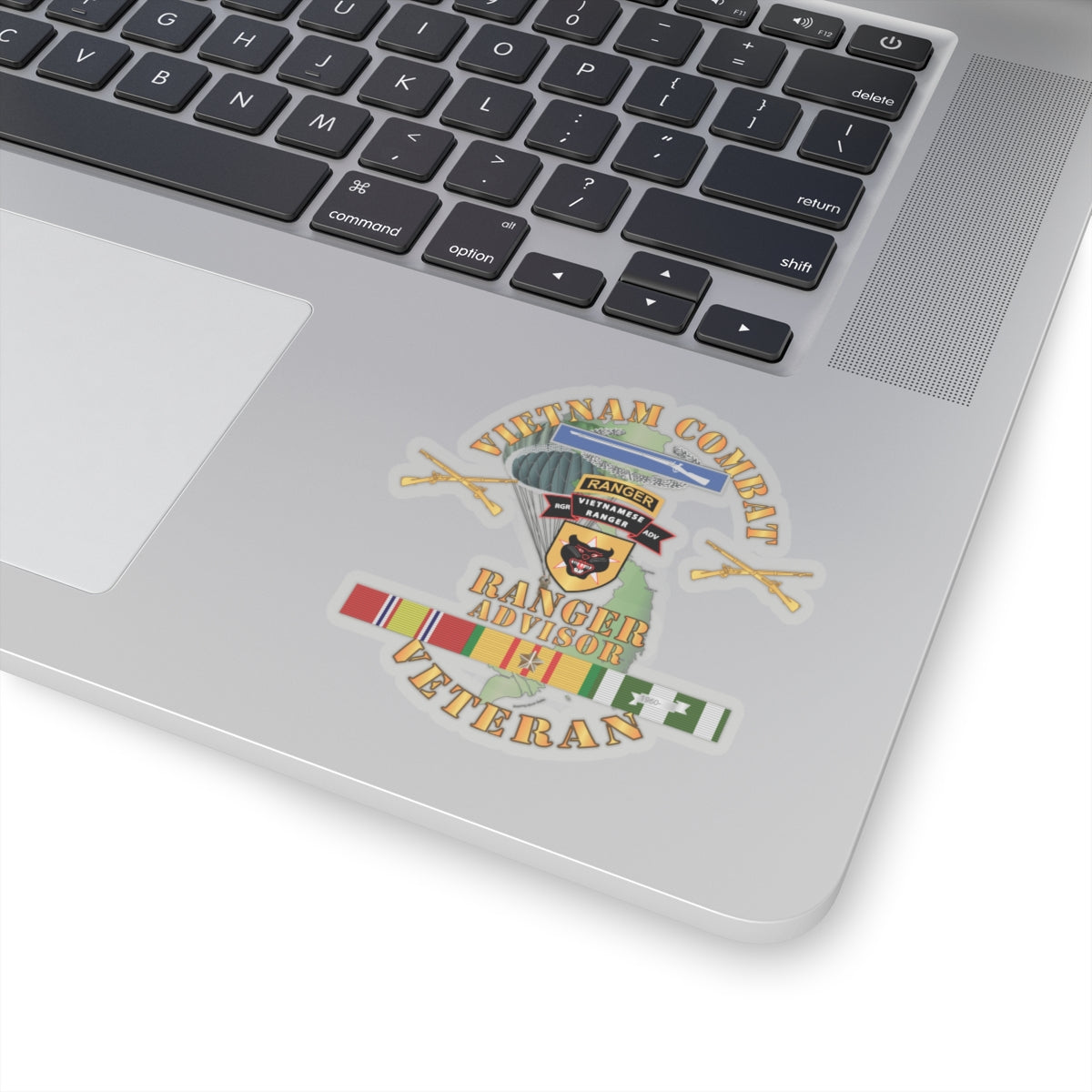 Kiss-Cut Stickers - Vietnam Combat Infantry Vet w Vietnamese Ranger Advisor w Parachute X 300
