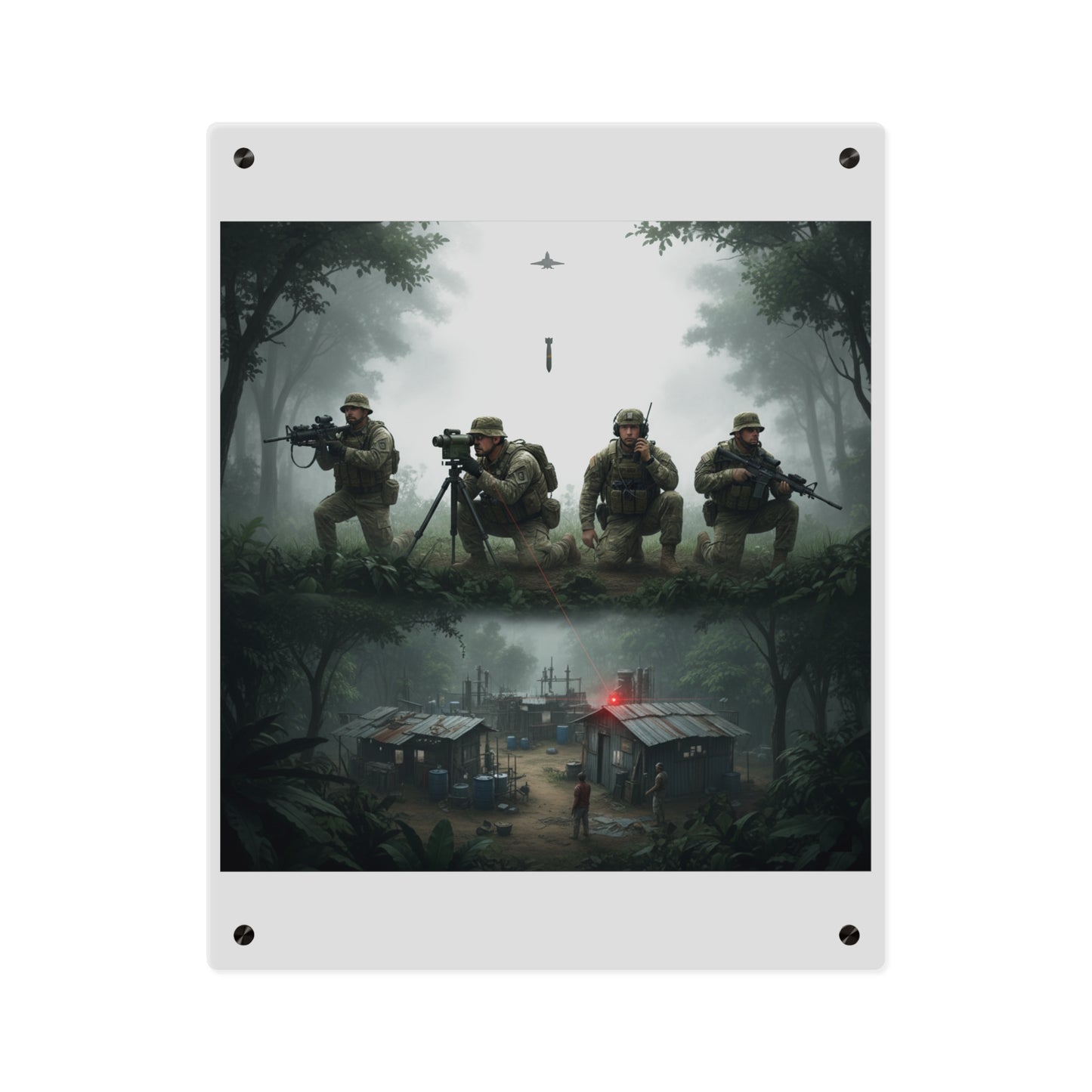 Acrylic Wall Art Panel - Jungle Drug Lab Destruction wo Explosions