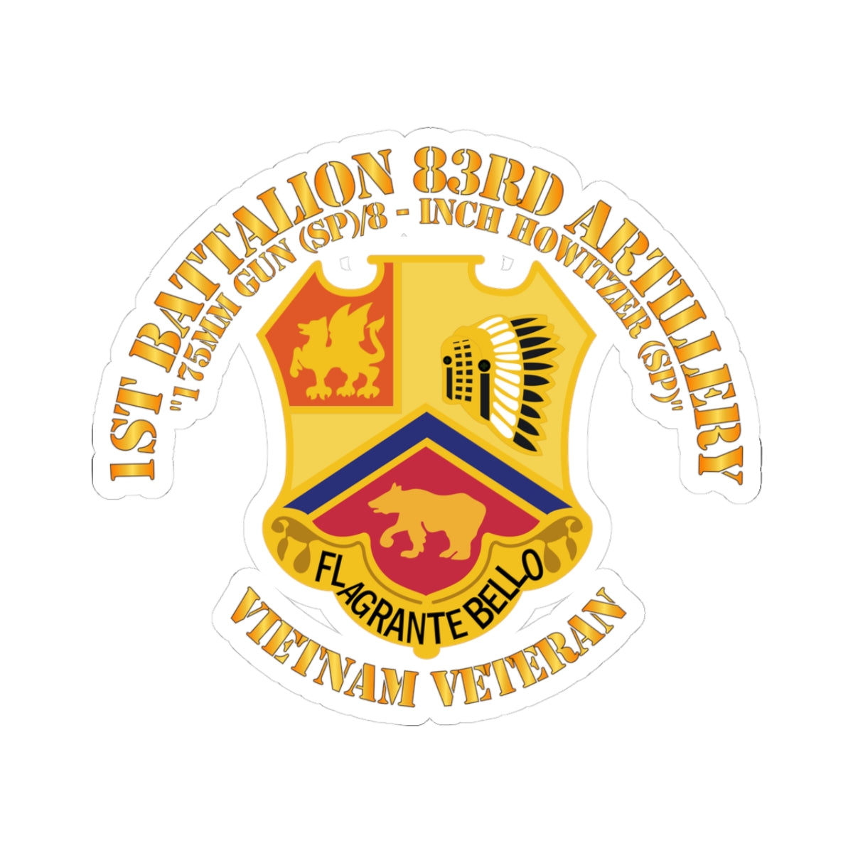 Kiss-Cut Stickers - 1st Bn 83rd Artillery - Vietnam Veteran