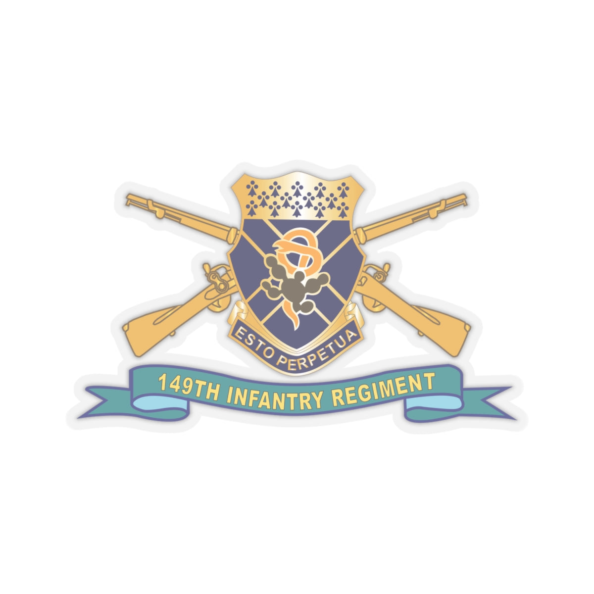 Kiss-Cut Stickers - 149th Infantry Regiment - COA w Br - Ribbon X 300