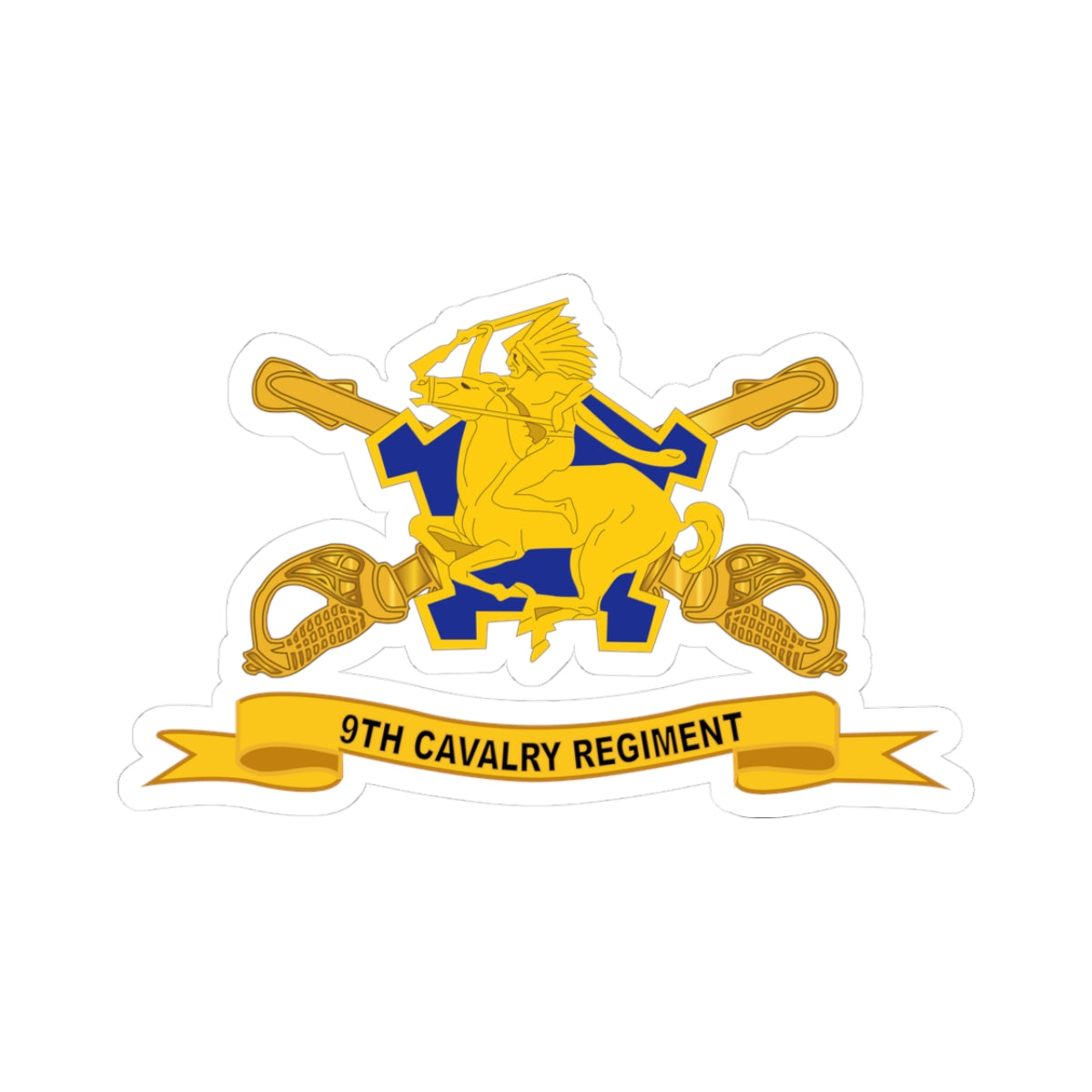 Kiss-Cut Stickers - 9th Cavalry Regiment w Br - Ribbon
