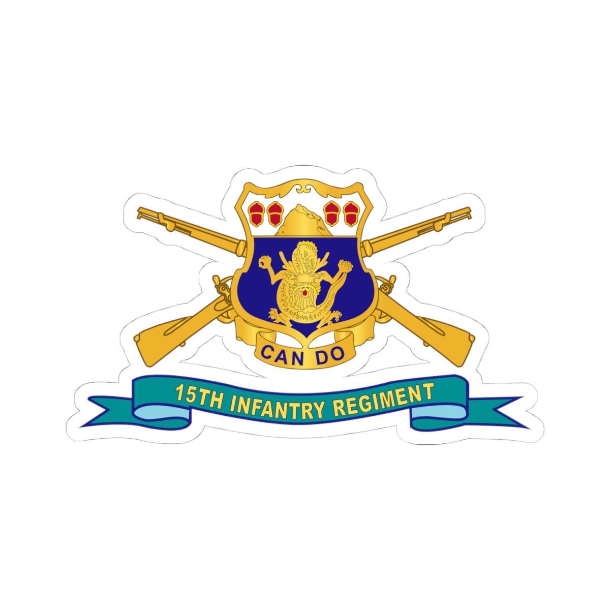Kiss-Cut Stickers - 15th Infantry Regiment - DUI w Br - Ribbon X 300