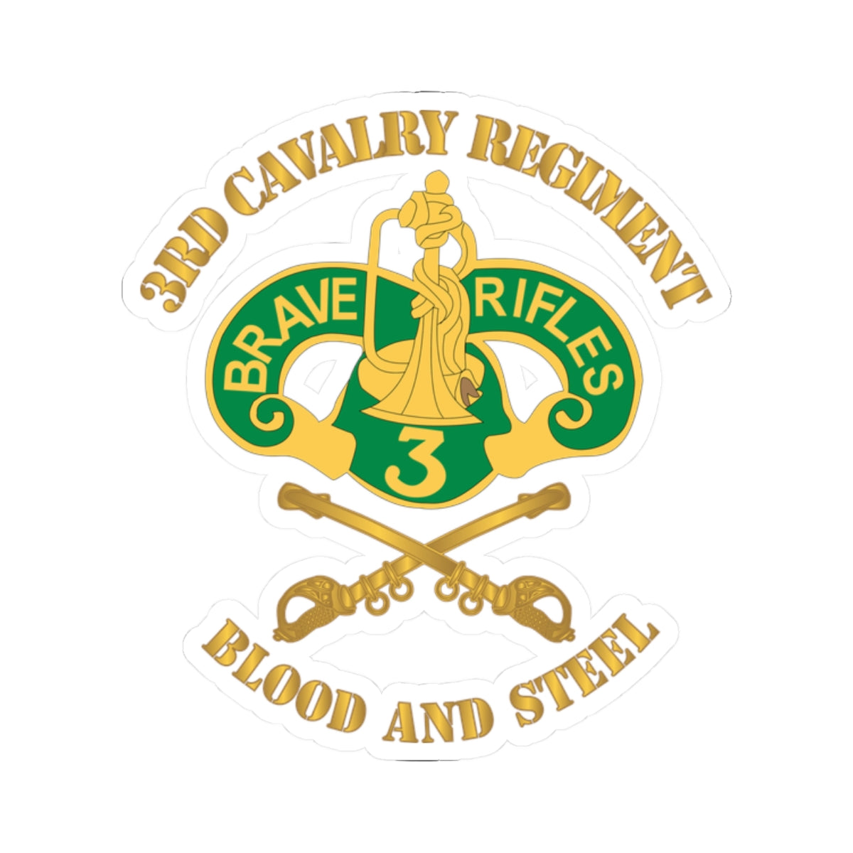 Kiss-Cut Stickers - 3rd Cavalry Regiment DUI - Blood and Steel