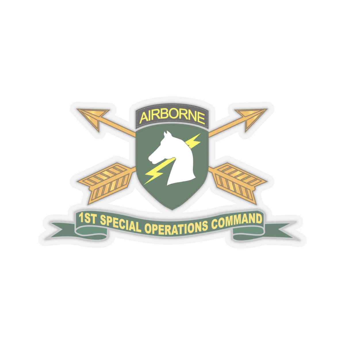 Kiss-Cut Stickers - 1st Special Operations Command (SOCOM) - SSI w Br - Ribbon X 300