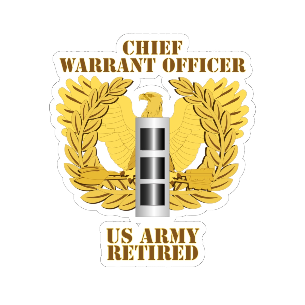 Kiss-Cut Stickers - Emblem - Warrant Officer - CW3 - Retired