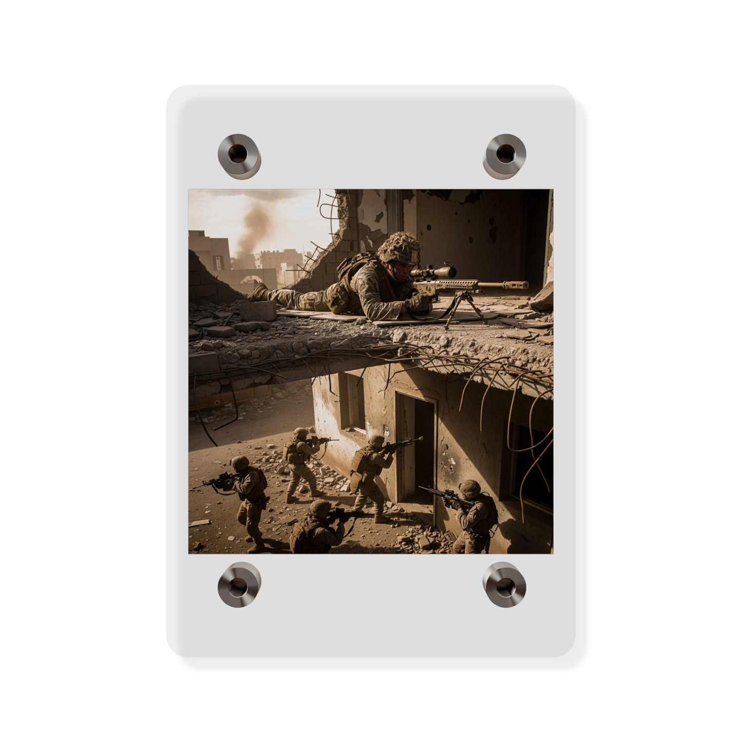 Acrylic Wall Art Panel - Marine Sniper Providing Overwatch for Breach Team